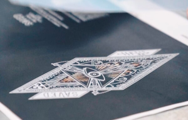 Artwork file prepared for screen printing showing vector graphics and foil accents used in premium bottle decoration.