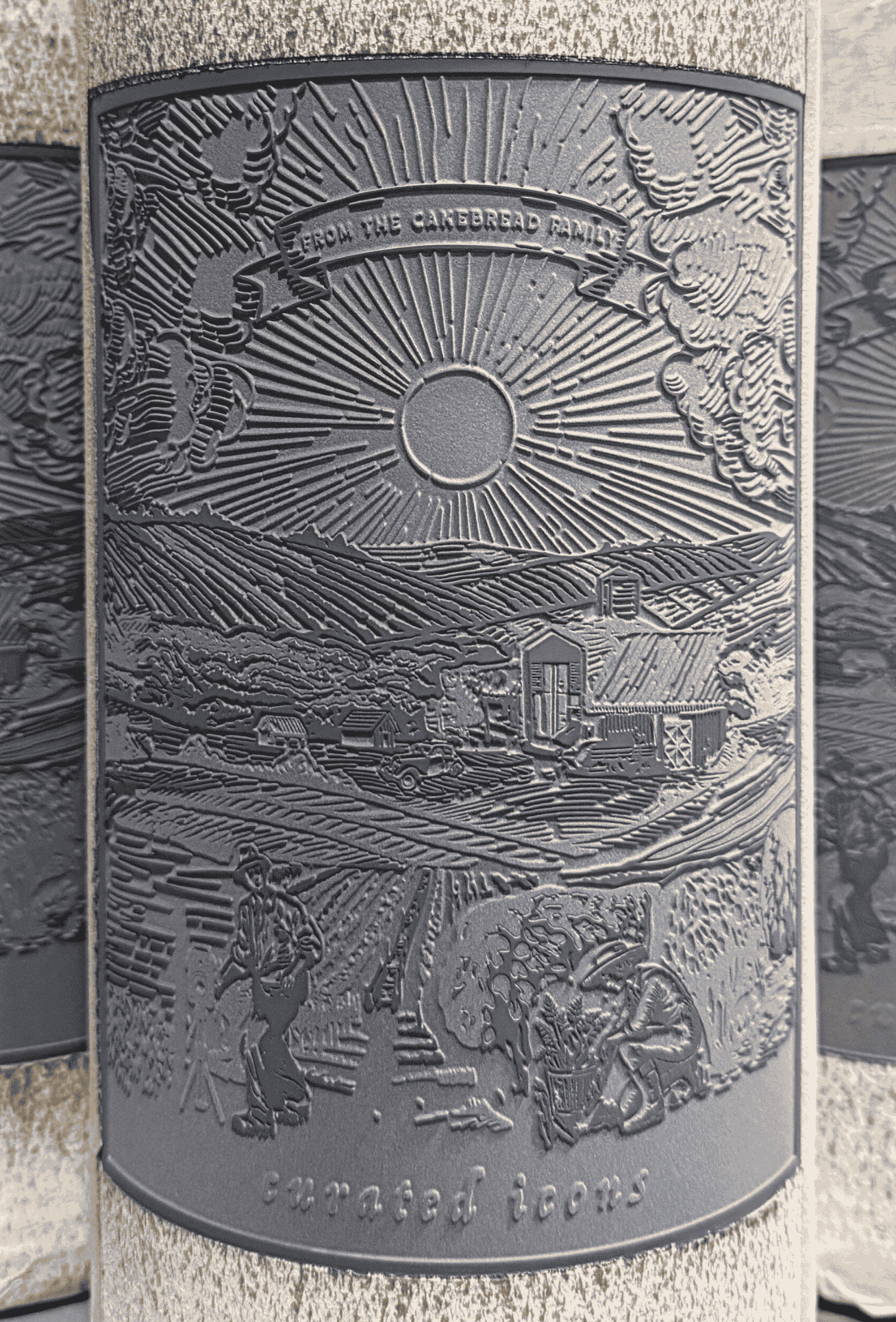etched wine label design