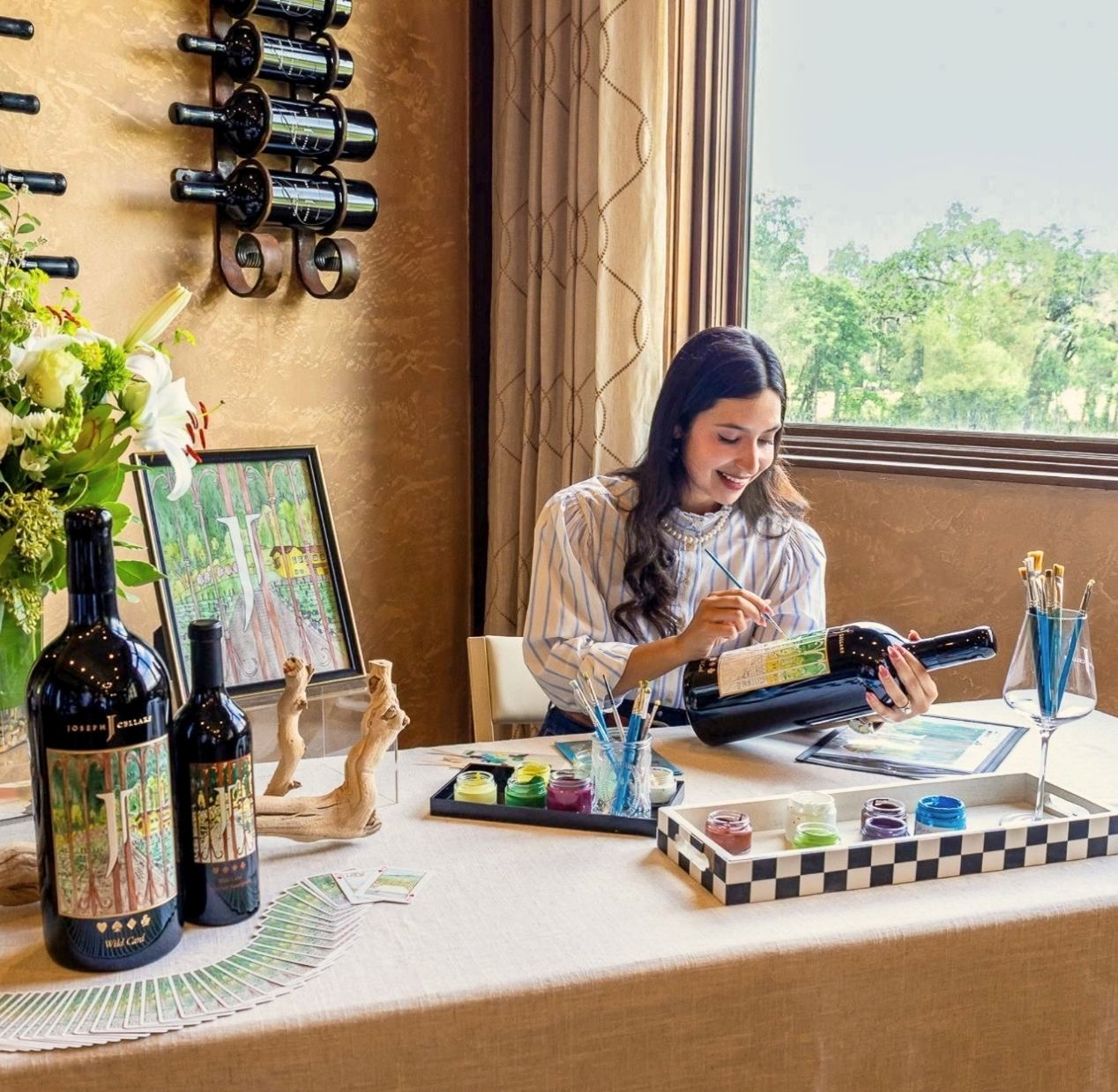 live painting at Joseph Cellars' Wine Club Event
